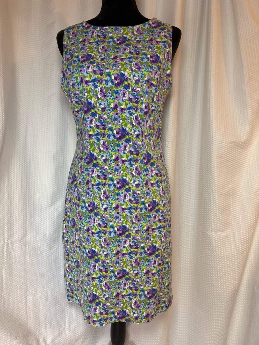 CDC VTG Sleeveless Sheath Dress Blue, Purple, Green Floral Pattern Size 12